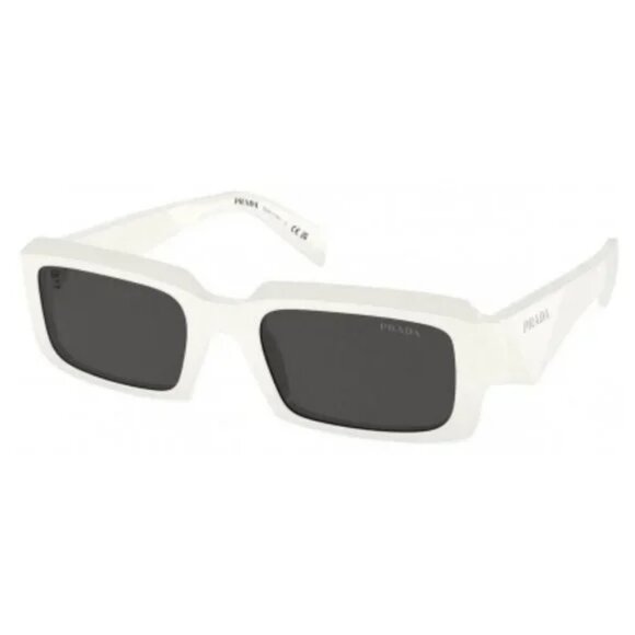 NWT PRADA SUNGLASSES UNISEX WHITE RECTANGULAR EYEWEAR PRADA NEW - Picture 1 of 4